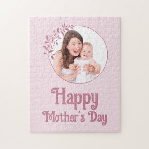 Custom Pink Floral Photo Collage Mother’s Day Jigsaw Puzzle