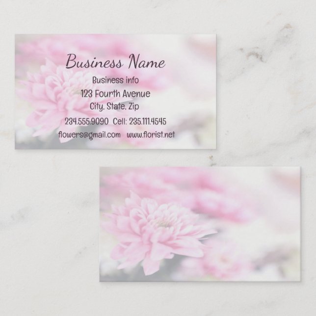 Custom Pink Florist Flower Floral  Business Card (Front/Back)