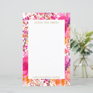 Custom Pink Flowers Guess the Dress Bridal Game