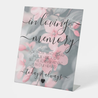 Custom Pink Flowers Memorial Pedestal Sign
