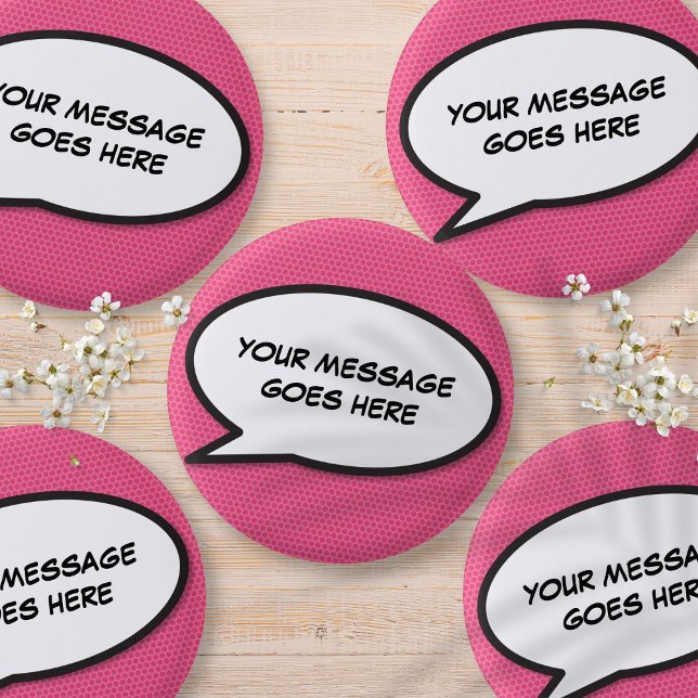Custom Pink Fun Comic Book Speech Bubble 3 Cm Round Badge (Creator Uploaded)
