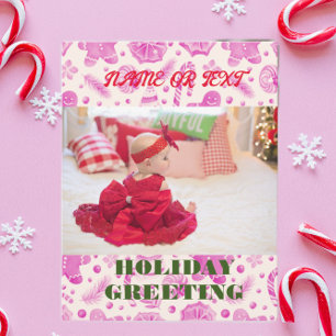 Custom pink ginger bread holiday card