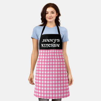 CUSTOM PINK GINGHAM KITCHEN APRON