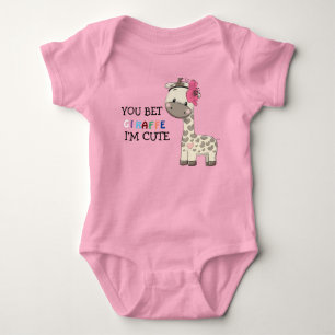 Custom Pink Girl Giraffe Baby Bodysuit