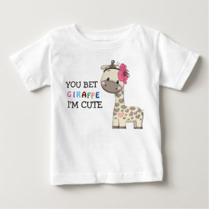 Custom Pink Girl Giraffe Baby T-Shirt