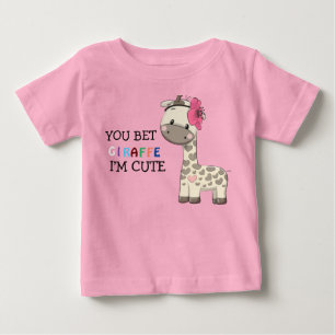Custom Pink Girl Giraffe Baby T-Shirts