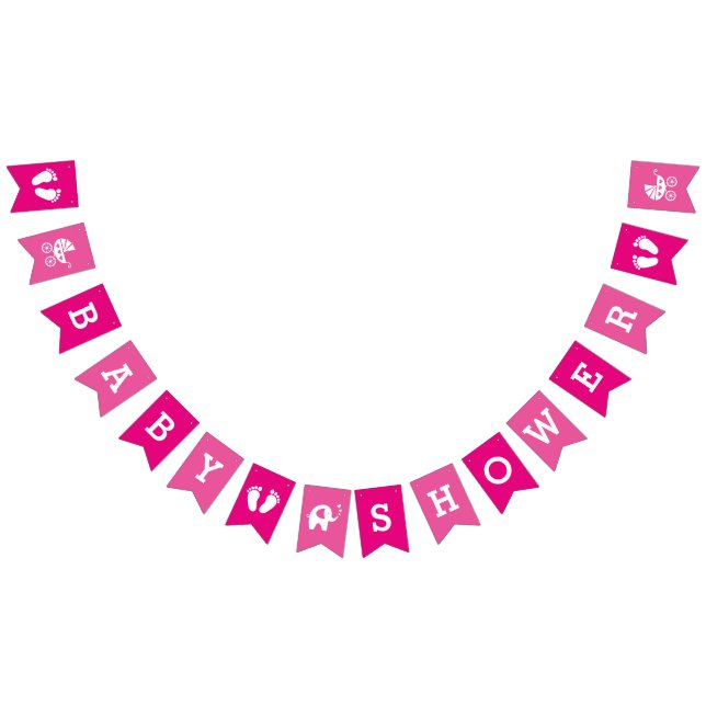 Custom Pink Girls Baby Shower Bunting Banner Flags (All)
