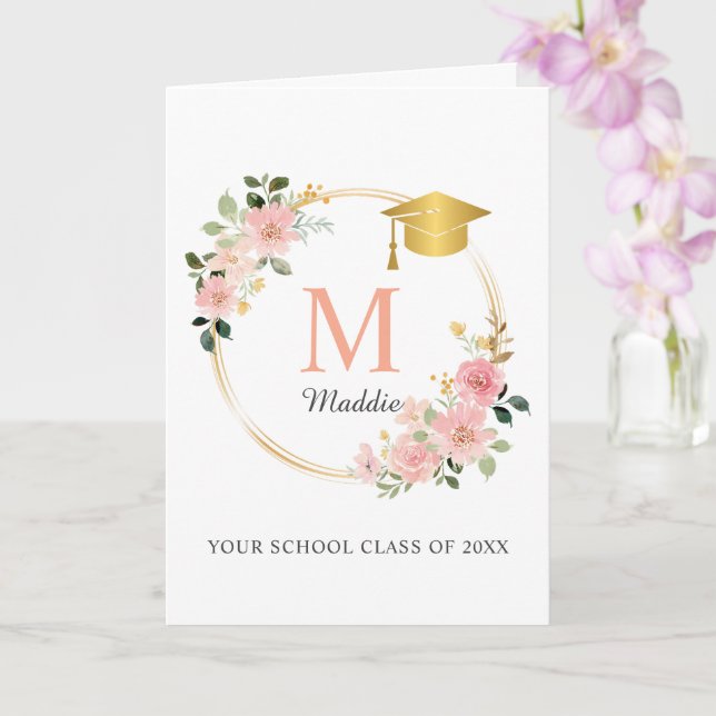 Custom Pink Girls Graduation  Card (Orchid)