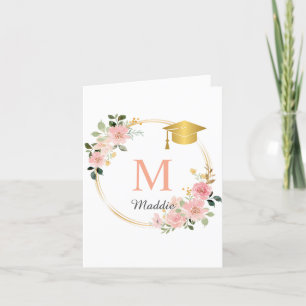 Custom Pink Girls Graduation Party  Thank You Card
