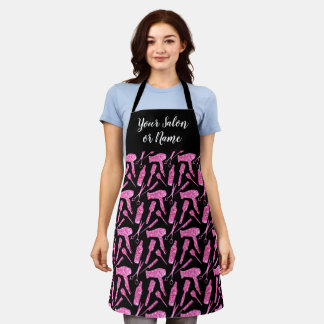 Custom Pink Glitter Pattern Hairstylist Hair Salon Apron