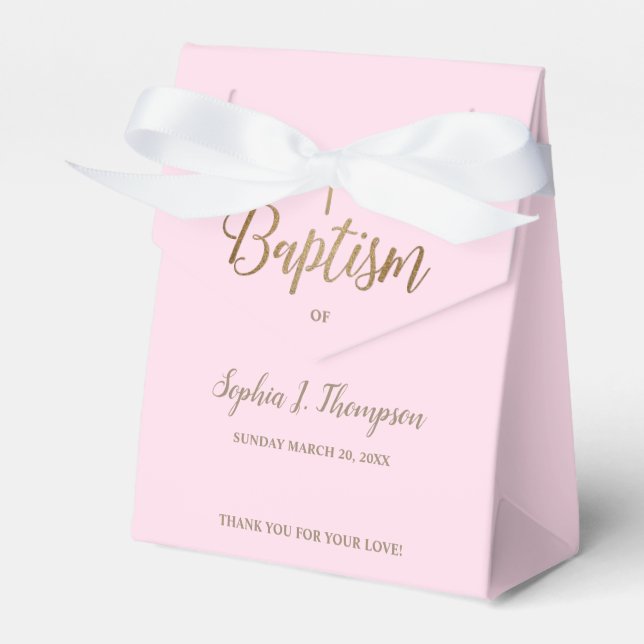 Custom Pink gold cross Baptism Thank you Favour Box (Front Side)