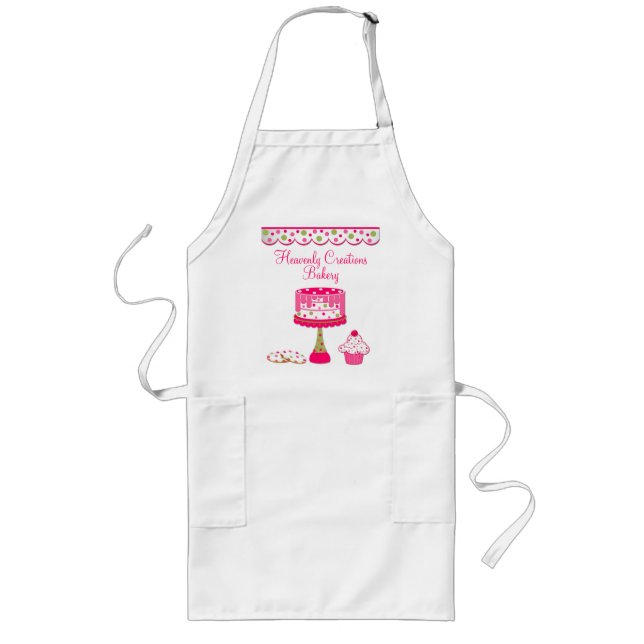 Custom Pink & Green Sweets Bakery Business Apron (Front)