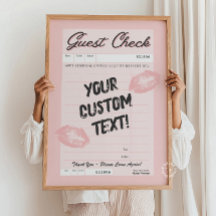 Custom Pink Guest Check Personalised Quote Poster