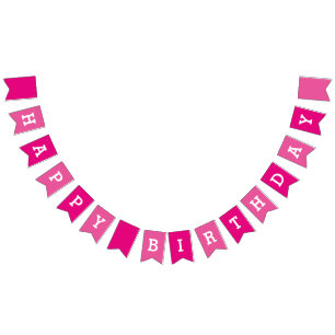 Custom Pink Happy Birthday Party Bunting Banner