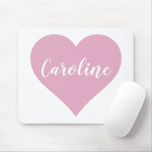 Custom Pink Heart Mouse Pad Trendy Girly Modern
