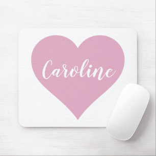 Custom Pink Heart Mouse Pad Trendy Girly Modern