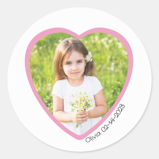 Custom Pink Heart Photo Sticker – Valentine’s Day  (Front)