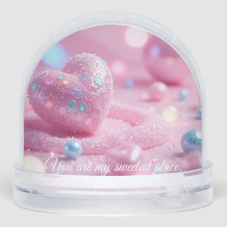💖Custom Pink Heart Snow Globe –Romantic Gift Idea