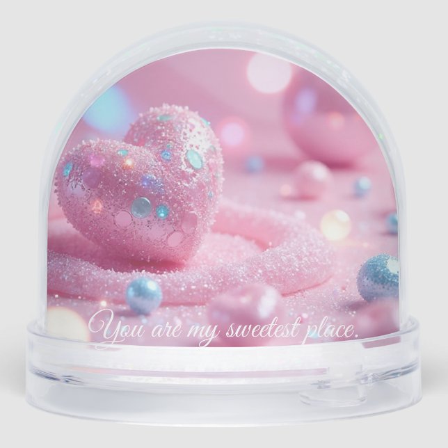 💖Custom Pink Heart Snow Globe –Romantic Gift Idea (Back)