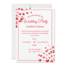 Custom Pink Heart Wedding Invitation Card