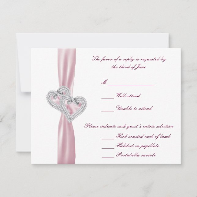 Custom Pink Hearts Response Card (Front)