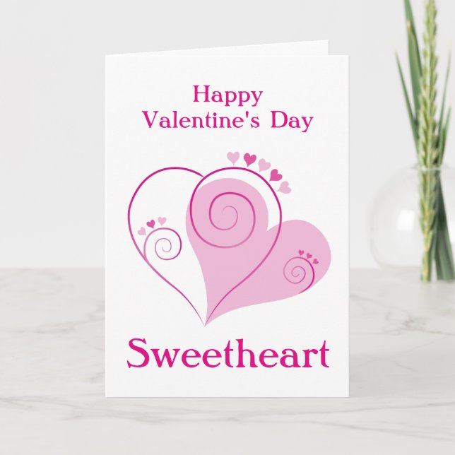 Custom Pink Hearts Valentine's Day Card (Front)