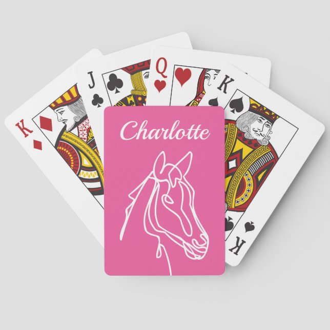 Custom pink horse playing cards gift for girls (Back)