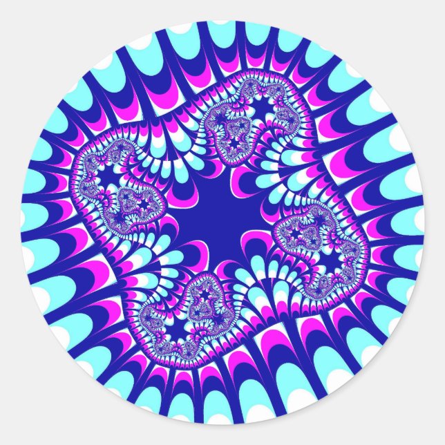 Custom Pink Ice Flower Large Round Stickers (Front)