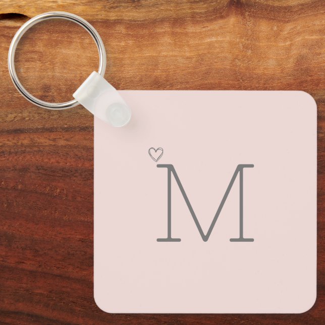 Custom Pink Initial  Key Ring (Front)