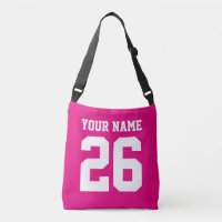 Custom pink jersey number cross body bag