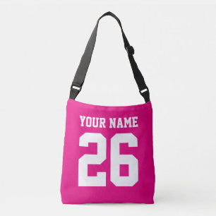 Custom pink jersey number cross body bag