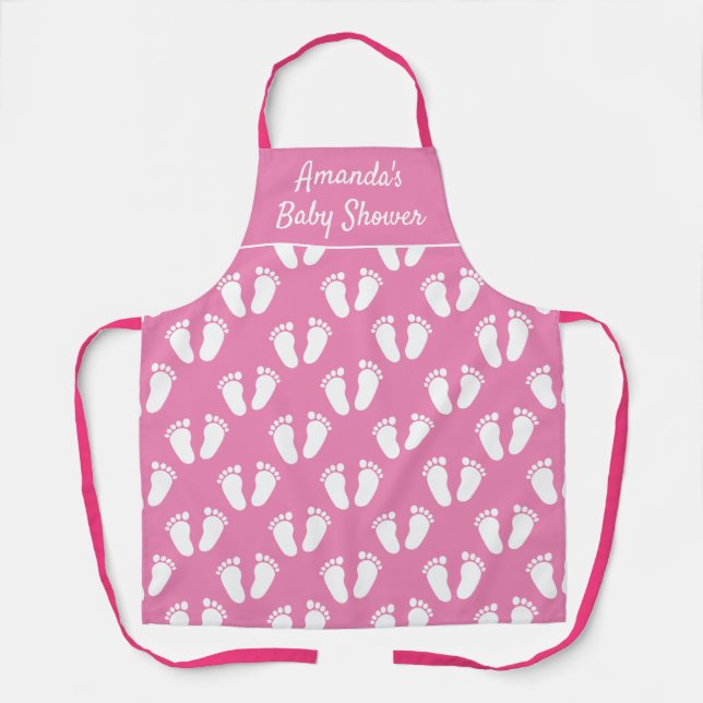 Custom pink kitchen apron for girl's baby shower (Front)