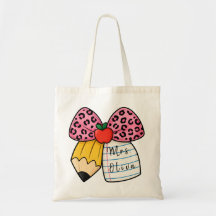 Custom Pink Leopard Bow Teacher Appreciation Gift