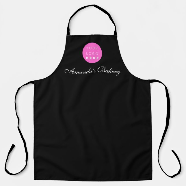 Custom Pink Logo Modern Chef Restaurant Bakery Apron (Front)