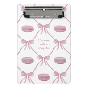 Custom Pink Macarons Frilly Coquette French Recipe Mini Clipboard