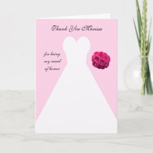 Custom Pink Maid of Honour Thank You Card