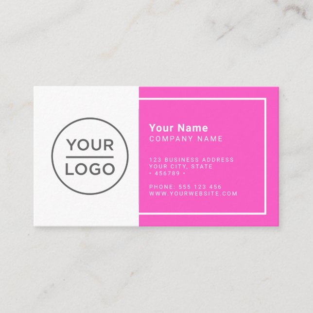 Custom pink modern minimalist any colour business card (Front)