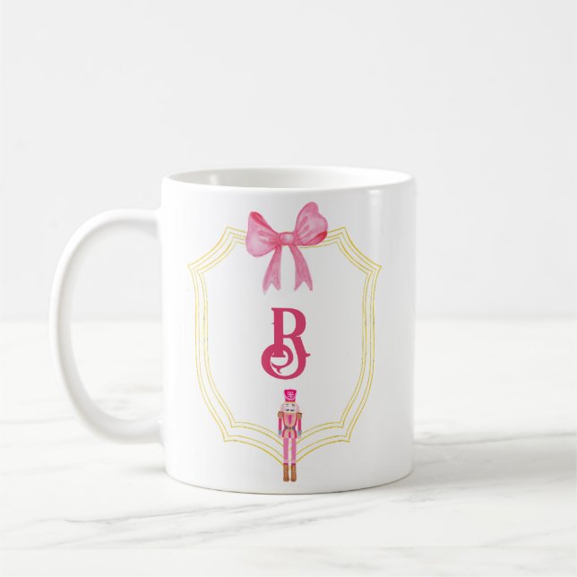 Custom Pink Monogram Nutcracker Coffee Mug (Left)