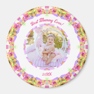 Custom Pink Mother’s Day Best Mummy Ever Mum Photo Magnet