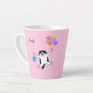 Custom Pink Mother's Day Gift Best Cat Mum Ever Latte Mug