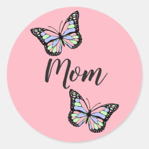 Custom Pink Mum Classic Round Sticker