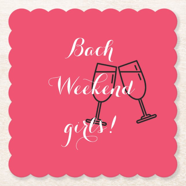custom pink paper coasters for bachelorette (Front)