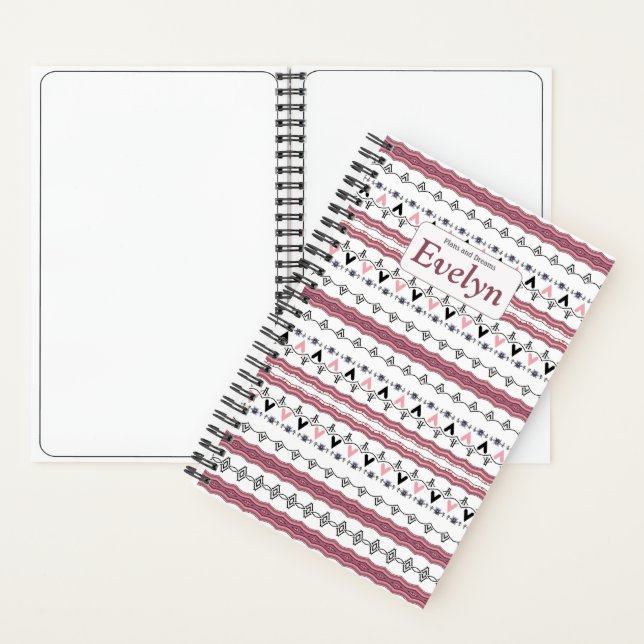 Custom Pink Pattern Monogram Notebook (Inside)