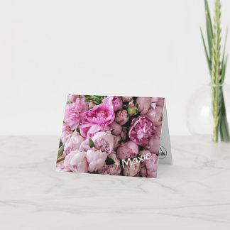 Custom Pink Peony Floral Design Thank You Card