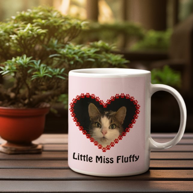 Custom pink pet photo paw prints memory coffee mug (Creator Uploaded)