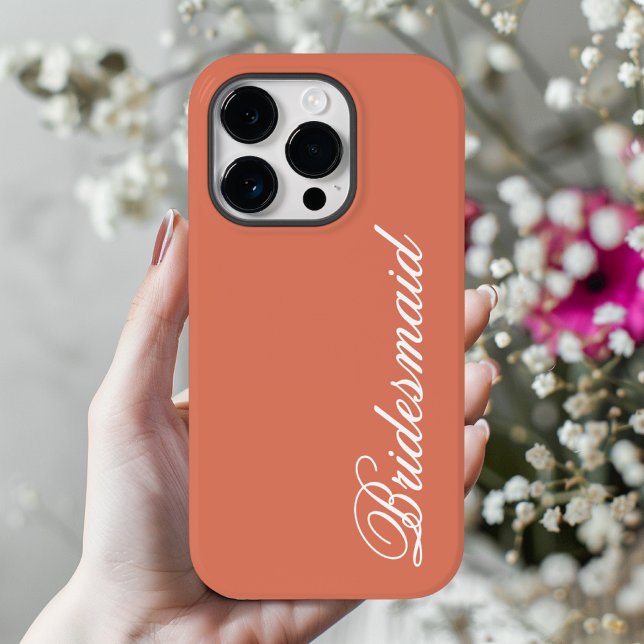 Custom Pink Phone Case for  Women, Bridal Gift (bridesmaid phone case, bridesmaid proposal gift, coral pink phone case, warm coral case,)