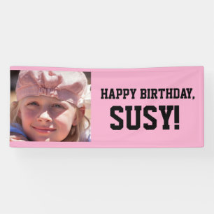 CUSTOM PINK PHOTO BIRTHDAY BANNER