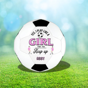Custom Pink "Play like a girl" funny quote  Football