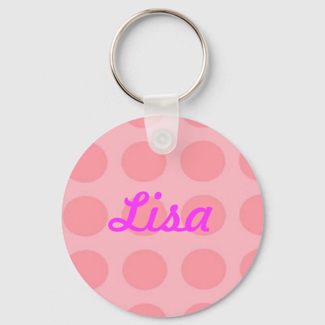 Custom Pink Polka Dot Key Chain (Front)