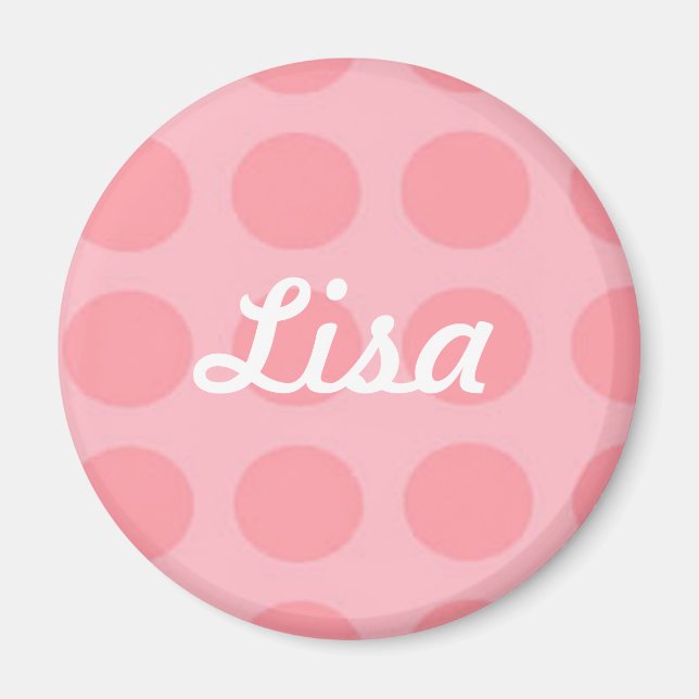 Custom Pink Polka Dot Magnet (Front)